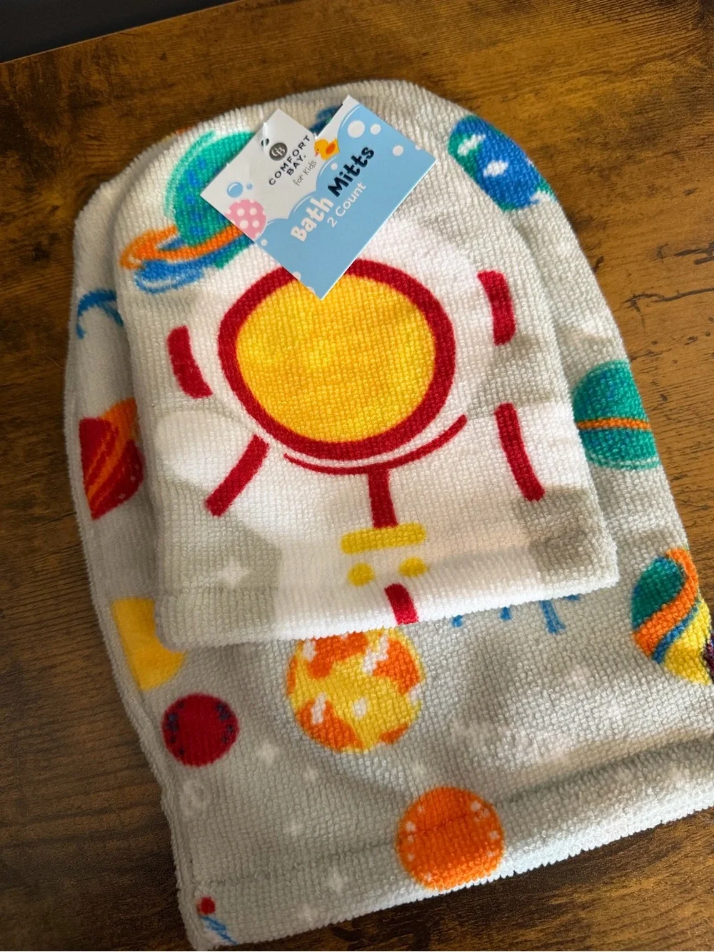 Astronaut & Celestial Childs Shower Curtain & Bath 2 Mitts NWT